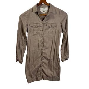 MNG by Mango Light Brown Button Down Shirt Dress Women's Size 6 Cotton NO BELT